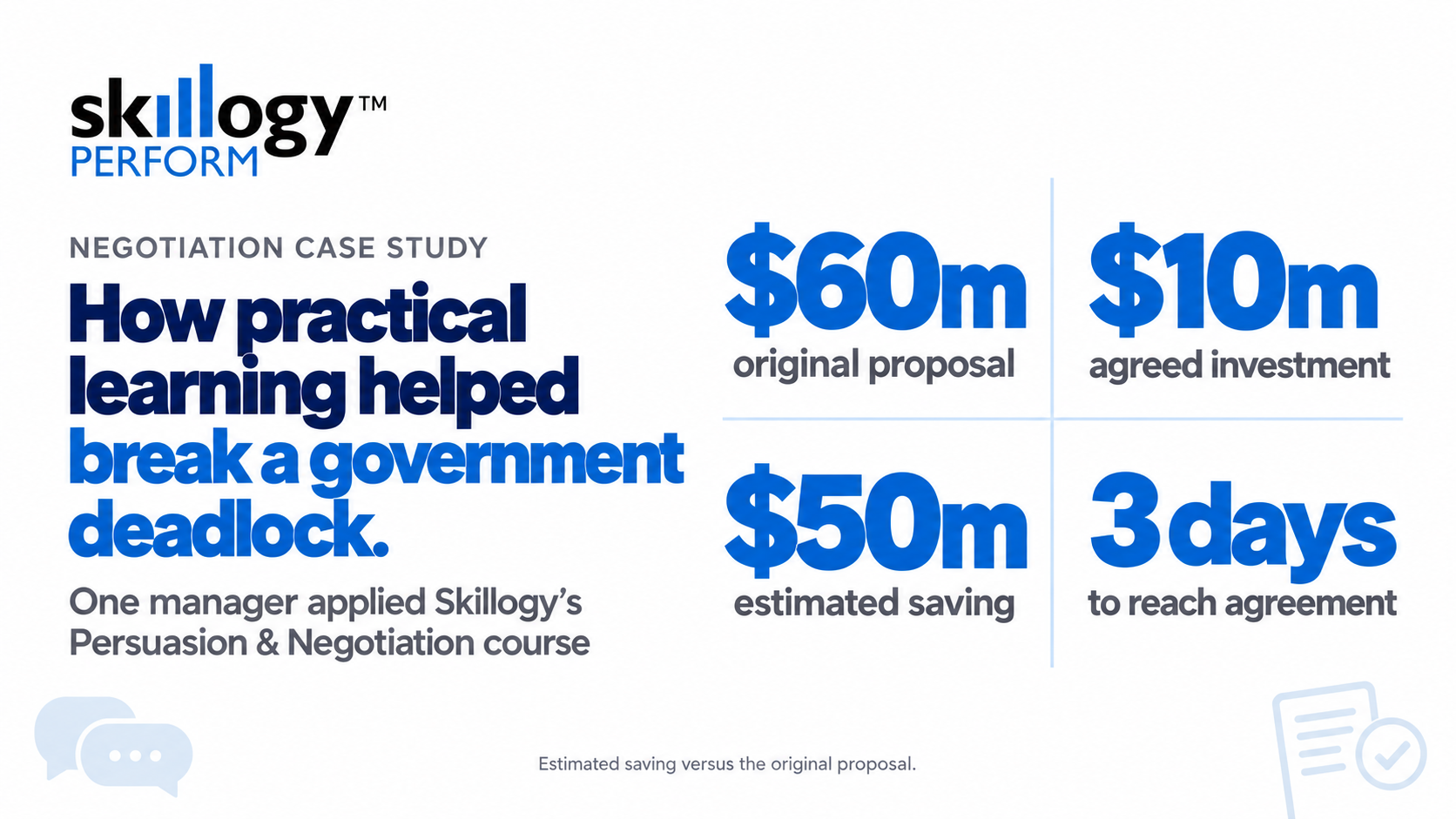 What one course changed in a $60 million negotiation
